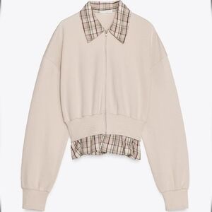 Zara's Contrasting Poplin With Plaid Sweatshirt